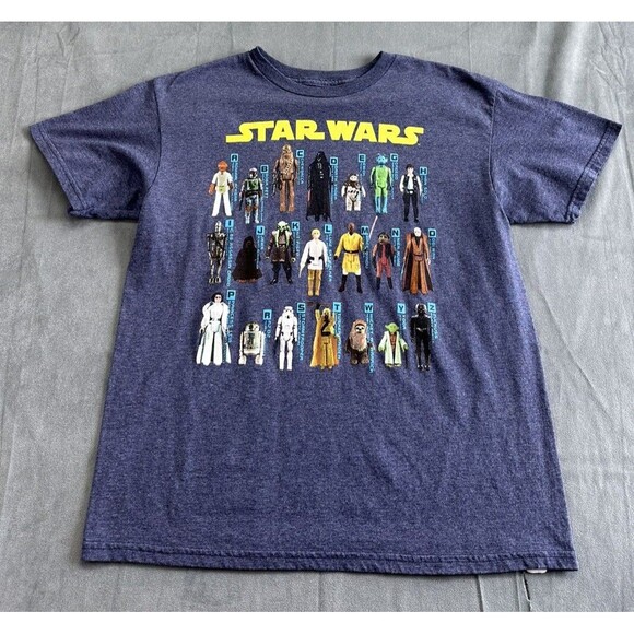 Star Wars Action Figures Original Trilogy Crew Neck TShirt Boys Large Blue - Picture 1 of 7